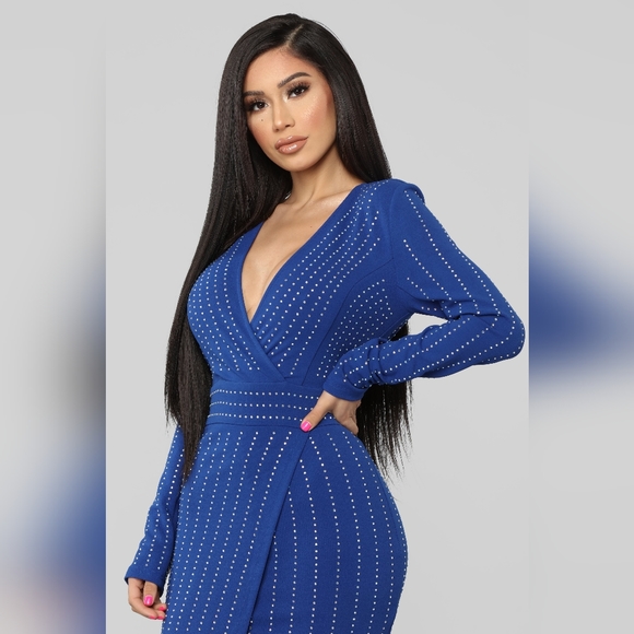 Royal Blue Rhinestone Dress - Picture 6 of 9